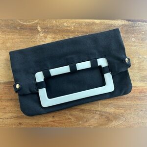 Black Canvas Clutch with Rectangular Handle by Old Navy